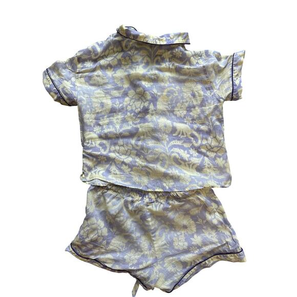 The Lazy Poet Pajama Set Women’s Medium – Nina Sleepy Monkey Pattern 100% Linen - Picture 2 of 8